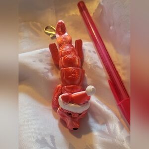 🌲BUY 1 GET 1 FREE 🌲Red and White Santa Dog Keychain